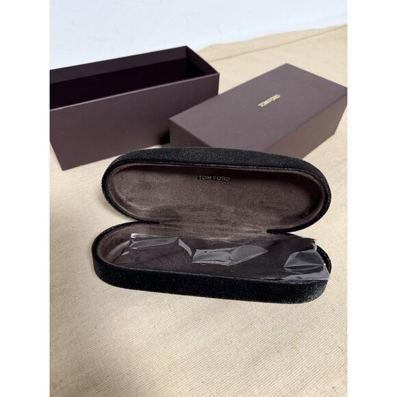 Tom Ford Velvet Sunglasses Eyeglasses Hard Case Box Cleaning Cloth Brown Logo - Picture 5 of 7